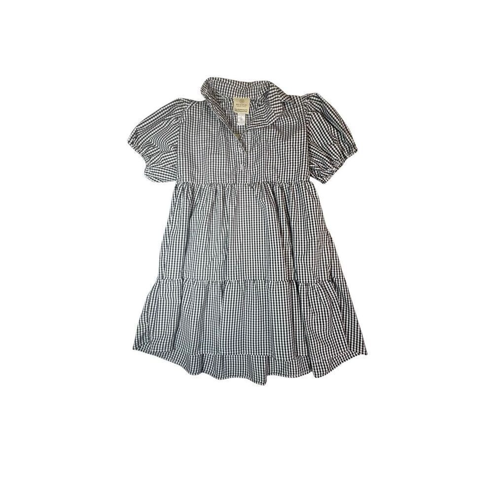 Bululu Babydoll Dress Women L XL Black White Gingham Puff Sleeve Tiered Cottagec